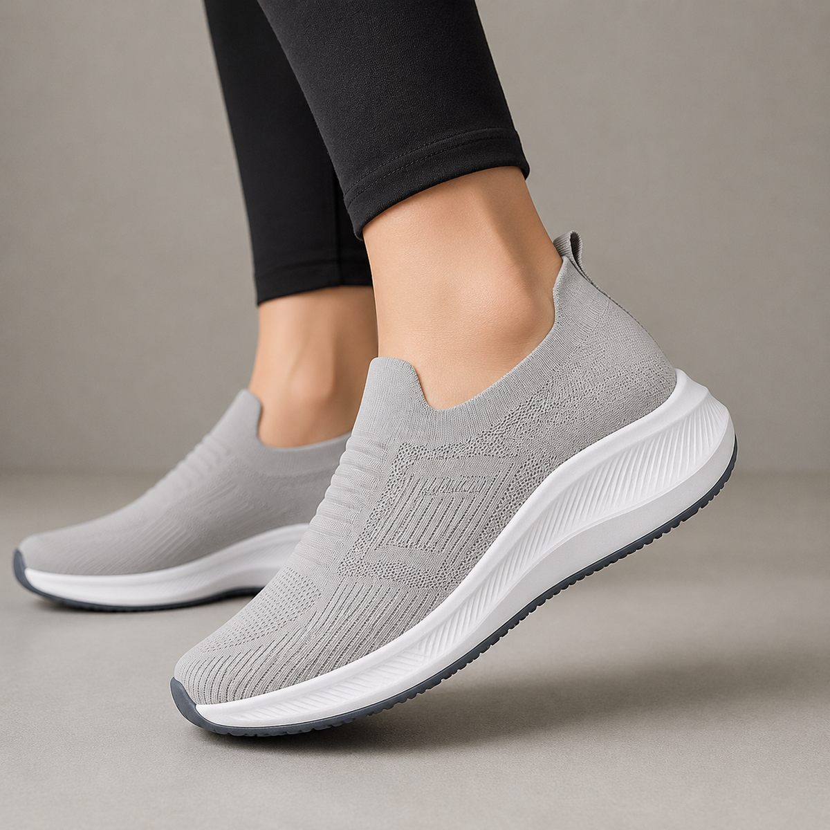 Grey Slip-On Walking Sneakers